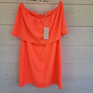 NWT Hutch Anthropologie Off the Shoulder Orange Mini Dress Size Medium